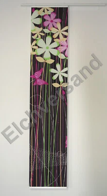 IKEA "EMELINA" Schiebegardine Flächenvorhang 60x300 cm - Schwarz bunte Blumen - Bild 1 von 3