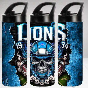 Detroit Lions Skull 20 Unzen Edelstahl Thermo Wasserflasche - Bild 1 von 1