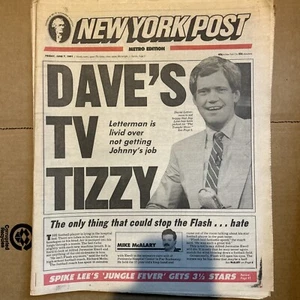 New York Post Newspaper, Free Shipping, 1991 June 7 - Picture 1 of 1