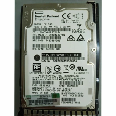 HP 748387-B21 748435-001 600GB SAS 12G 15K SFF 2.5IN SC 512E ENT HDD  - Image 1 of 4