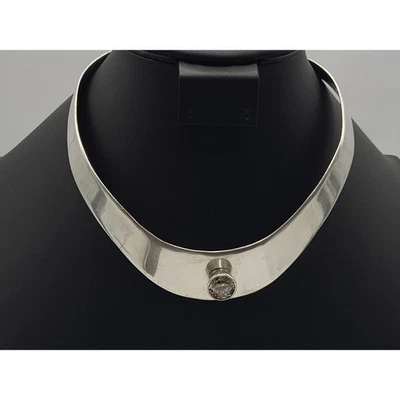 De Colección Enorme Collar Cuello Ancho Taxco México TR-17 Plata Esterlina 925 Circonitas Foto 1 de 4