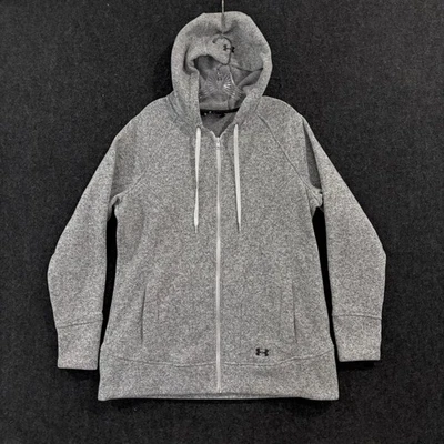 Chaqueta Under Armour Storm para mujer XL gris polar con capucha bolsillos con cremallera completa Foto 1 de 4