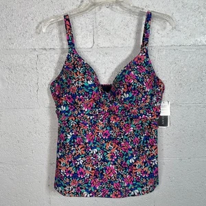 Camiseta Tankini Island Escape Para Mujer Estampado Gemini Push-up, Azul Marino Multi, 14 - Imagen 1 de 11