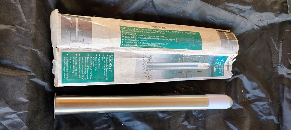 Micromark Milano Drive or Garden Large Silver Steel Bollard Outdoor Lighting - Image 1 of 1