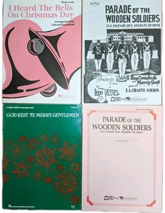 Lot Of 4 New Christmas Carols Sheet Music For Piano Solo Classic Holiday Songs - Picture 1 of 2