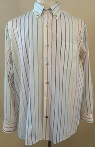 Solemare x Maus & Hoffman Lg Sleeve Button Down White Multicolor Stripe Men's XL - Picture 1 of 12