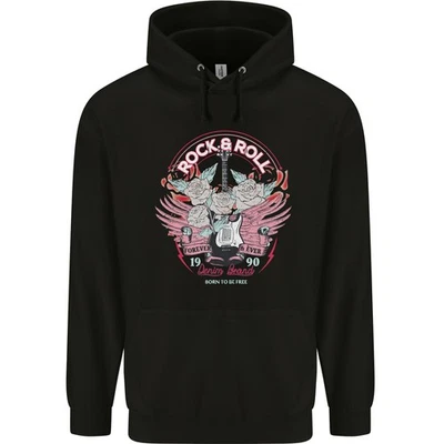 Rock N Roll Né Pour Être Libre Guitare Ailes Sweat À Capuche Enfant - Photo 1/2