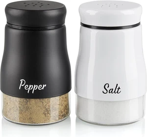 Salt and Pepper Shakers Set,  5 Ounce Salt and Pepper Dispenser with Glass Botto - Picture 1 of 12