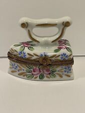 Limoges France Peint Main Victorian Iron Trinket Box with Roses