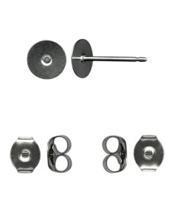 钛耳环柱带 6 毫米垫(不锈钢)低过敏性带耳螺母 — 第 1/4 张图片