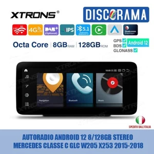 AUTORADIO ANDROID 12 8/128GB STEREO MERCEDES CLASSE C GLC W205 X253 2015-2018 - Foto 1 di 16