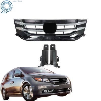Bumper Upper Grille Black Front Grill W/Chrome Trim For Honda Odyssey 2014-2017 Foto 1 de 4
