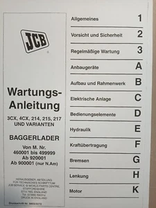 JCB 3CX 4CX 214E 215 217 von Nummer 460001 REPARATURHANDBUCH WERKSTATTHANDBUCH - Picture 1 of 5