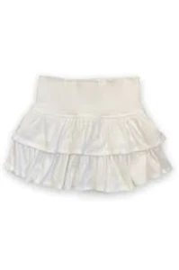 Katiejnyc Rachel Smocked Waist Tiered Skirt Girls' M White Solid Ruffled Pull On - Picture 1 of 15
