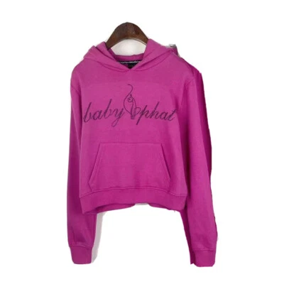 Baby Phat Y2K Fucsia Violeta Rosa Estrás Sudadera con Capucha 2X Cadena Pullover Sudadera Foto 1 de 4