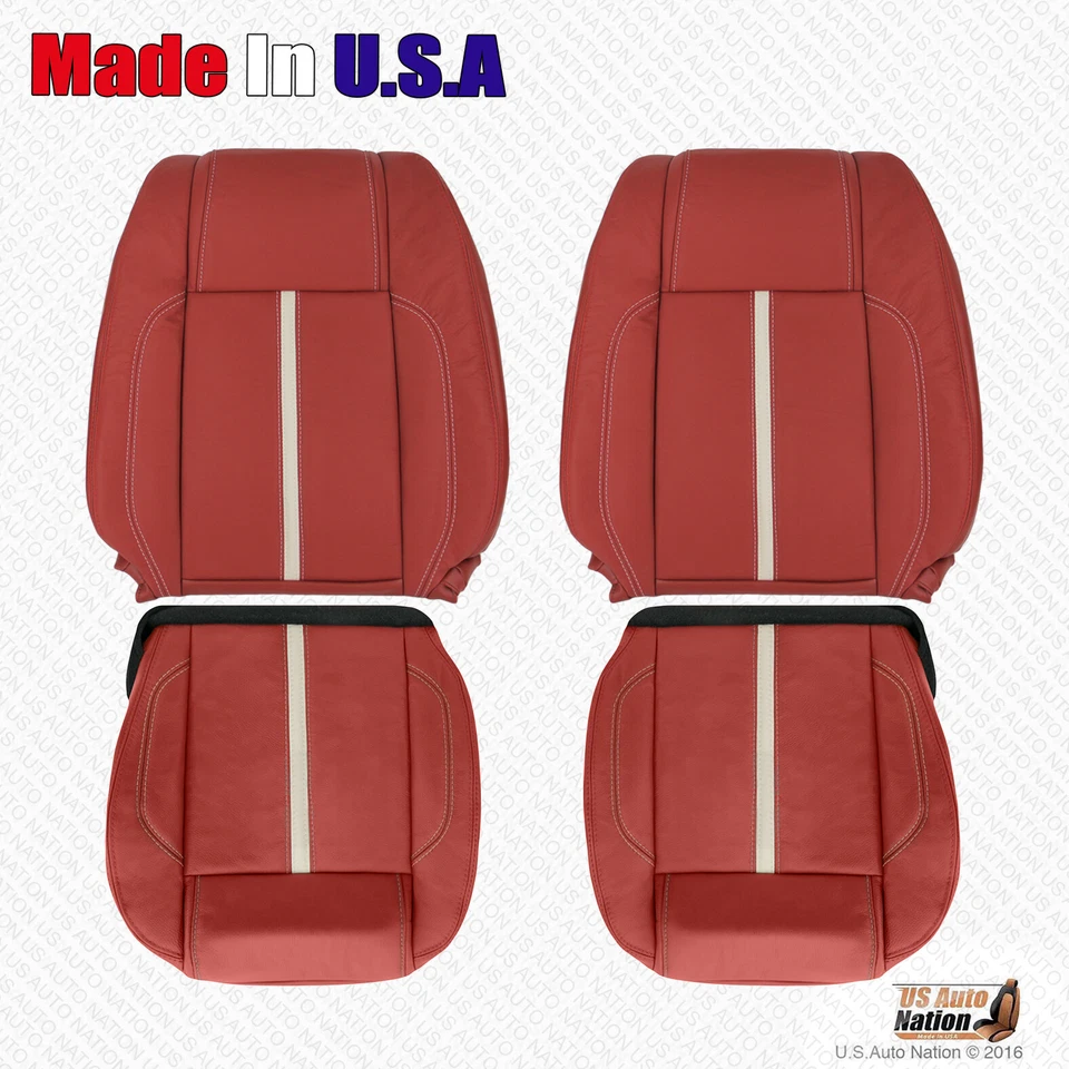 2010 2011 2012 2013 2014 Ford Mustang Driver Passenger Leather Cover Brick Red - Image 1 of 1