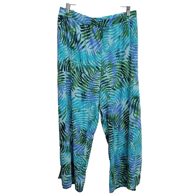 Pantalones de playa Denim Co para mujer 3X verde azul estampado floral talla grande Foto 1 de 4