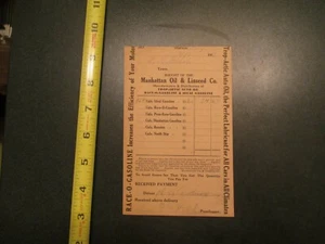 Manhattan Oil Linseed Co Race O Gasoline Trop Artic 1919 Invoice Letterhead 612 - Picture 1 of 1