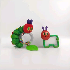 Eric Carle Hungry Caterpillar Ring Rattle & Teether Lot of 2 Baby Toys - Picture 1 of 18