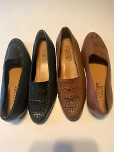 Lot of 2 Courtney Taylor Slip-On Flats W6 Leather basket weave - Picture 1 of 6