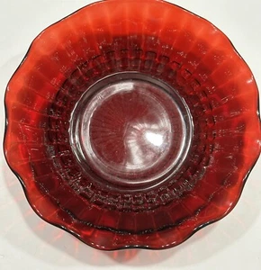 Vintage Anchor Hocking- Ruby Red Bowl w/ Scalloped Edge - 6.25" - EUC - Picture 1 of 7