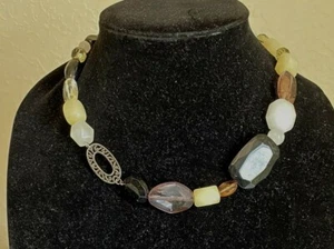 New Lia Sophia Necklace Clears/Pale Yellows/Wine Colors w Shiny Silver tone 20" - Picture 1 of 8