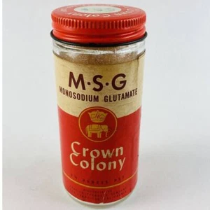 Vintage Crown Cololony MSG Würzen Mononatrium Glutamat 2 3/4 Unzen Flasche Charta - Bild 1 von 8