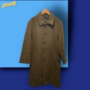 Brooks Brothers Cashmere Olive Green Overcoat Trench Coat 40R Made in Austria