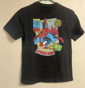 Spider-Man Kids Youth T-shirt Short Sleeve Graphic Print Black Size 10/12 - Picture 1 of 3