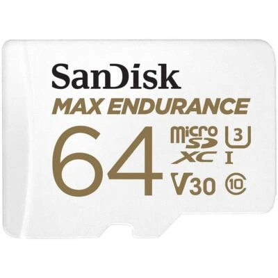 SanDisk Max Endurance MicroSD Card 100MBs with Adapter 64GB   SDSQQVR-064G-GN6IA - Image 1 of 4