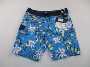 Volcom Mod Tech Swim Trunks Board Shorts Mens 32 Blue Summer Floral Drawstring - Picture 1 of 9