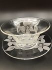 Etched Frosted Candy Dish and Saucer Clear Glass Estate Elegant Vintage