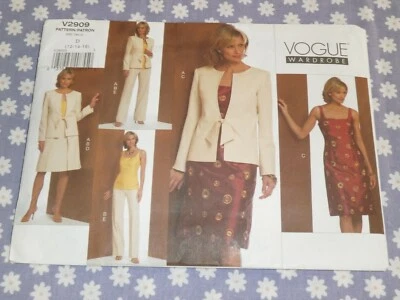 VOGUE 2909 MISSES/ PETITE JACKET TOP DRESS SKIRT & PANTSPATTERN-UNCUT-12-14-16 - Image 1 of 2