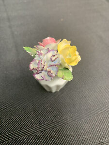 Vase bouquet fleur Royal Adderley floral Angleterre os China rose jaune violet