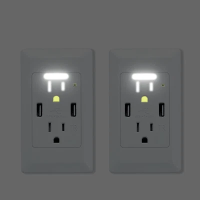 USB Outlet with Nightlight, 15 Amp Electrical Outlet Guide Light,4.2A High Speed - Image 1 of 4