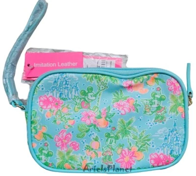 Disney Parks X Lilly Pulitzer Mickey & Minnie Mouse Floral Zippered Wrislet Bag