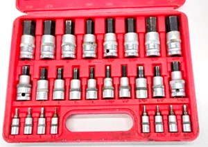 T&E 26 Piece SAE & Metric In-Hex Socket Set No.94126 w/ Rough Case - Picture 1 of 17