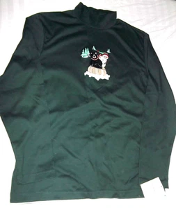 Croft & Barrow SZ L Christmas Holiday Snowman Bear Sled Mock Turtleneck Top NWT - Picture 1 of 5