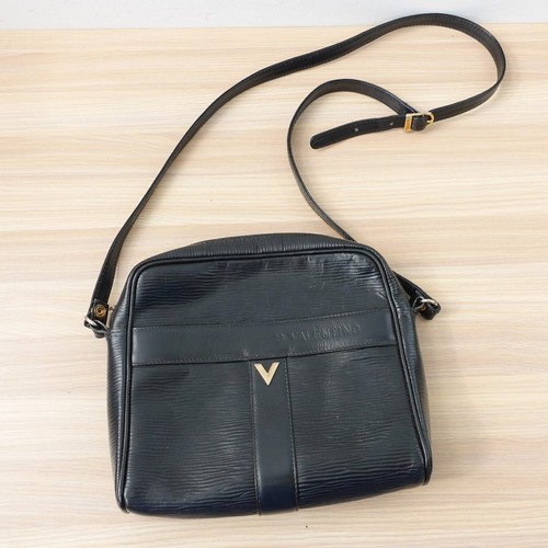 Borsa vintage VALENTINO nera tracolla logo V borsa pelle italiana Mario ITALIA