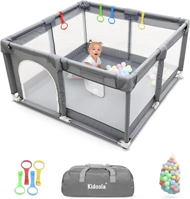 KIDOOLA Baby Playpen - Extra Large, Padded Frame, Mesh Walls, 127x127x65cm - Image 1 of 3