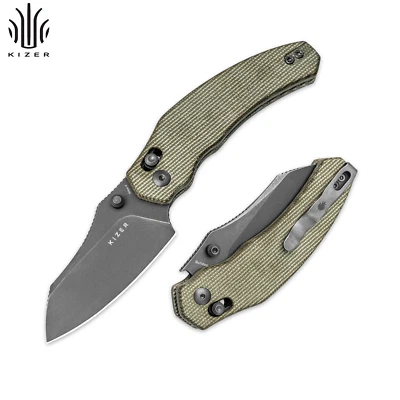 Kizer Bulldog EDC Folding Pocket Knife Nitro V Steel Blade Micarta Handle - Image 1 of 4