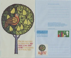 GB Briefmarken Aerogramm/Luft Brief APS13 - 9d Weihnachten, Kartause & Birne Baum 1967 - Bild 1 von 1