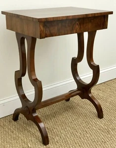 Antique Early 19th c. Austrian Beidermeier Sewing / Work Table w/ Walnut Veneers - Picture 1 of 9