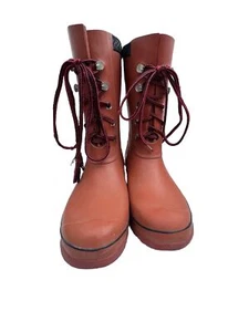 Hunter Rain Boots Lace Up Orange Mid Wide Calf Festival US Size 7 - Picture 1 of 18