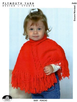 Plymouth Knitting Pattern P459 Encore Worsted Baby Poncho 0-24 mos. - Image 1 of 2