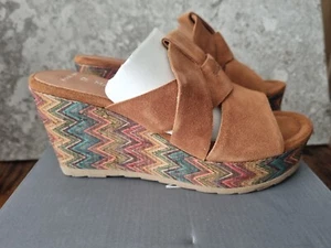 Marco Tozzi Cognac Heeled Leather Sandals, Brown and MultiColoured, EU 37 UK 4 - Picture 1 of 6