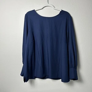 Eloquii Top Womens Size 22 Navy Blue Long Sleeve Button Detail Pullover Blouse - Picture 1 of 14