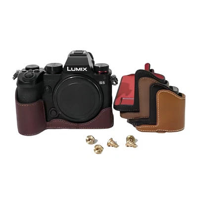 Bolsa Cámara Cuero para Panasonic LUMIX S5 Medio Pack Base Funda Protectora Foto 1 de 4