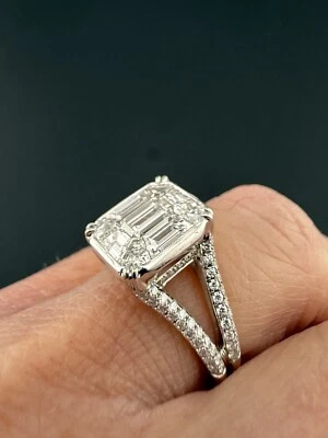 Simon G 18k White Gold 3 Carat Diamond Engagement Wedding Ring Sz 5 - Image 1 of 4