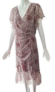 SHOSHANNA Silk Chiffon Floral Print Tiered Ruffled Midi Dress Size 12 - Picture 1 of 6
